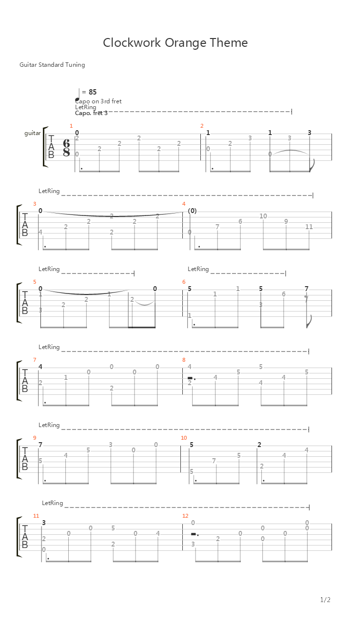 Theme From A Clockwork Orange吉他谱