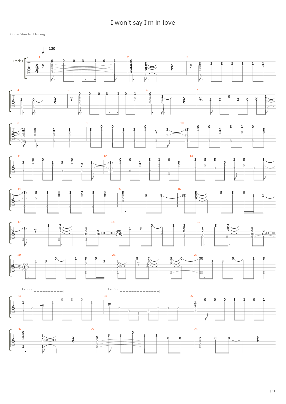 I Won't Say I'm In Love吉他谱