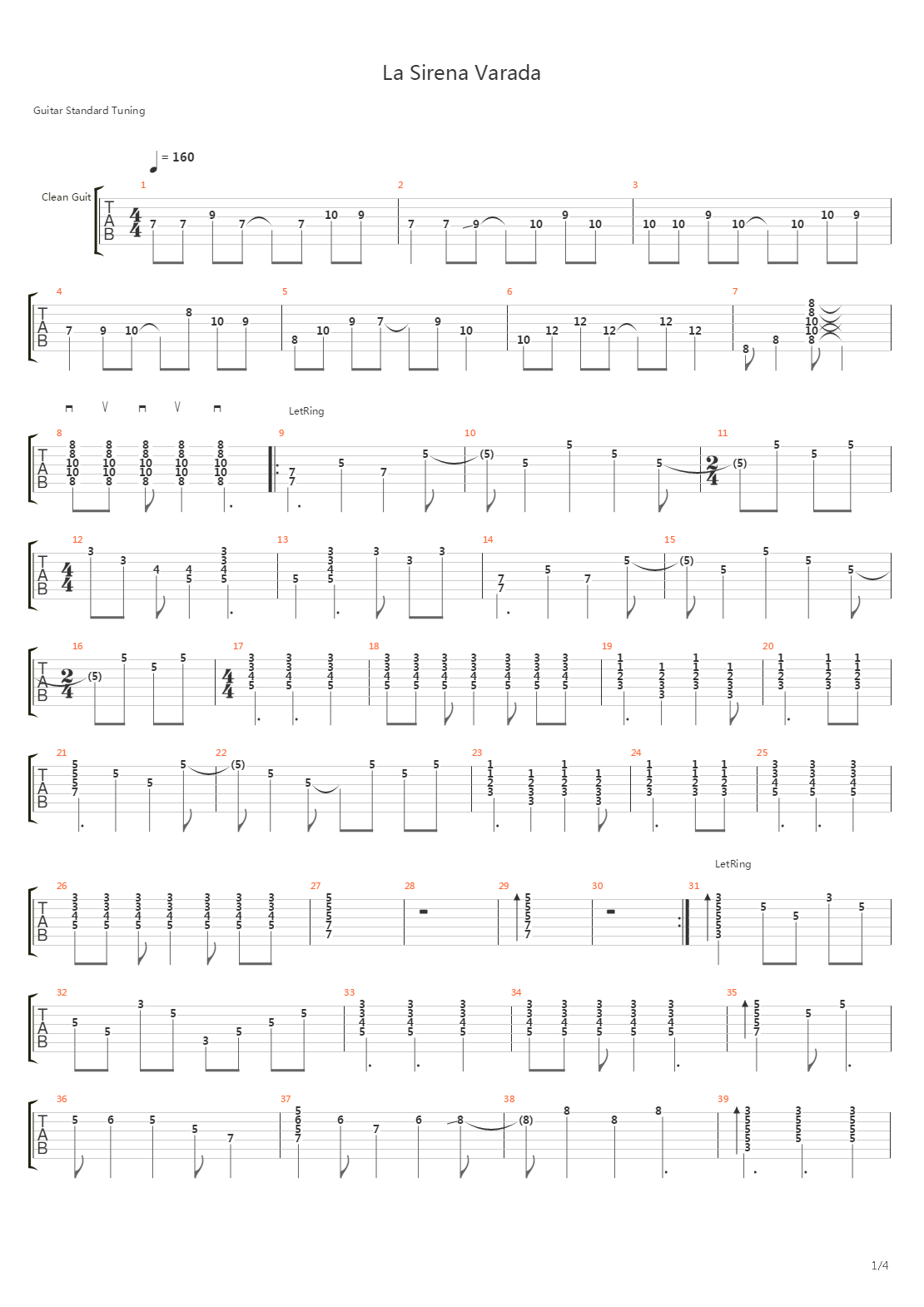La Sirena Varada吉他谱