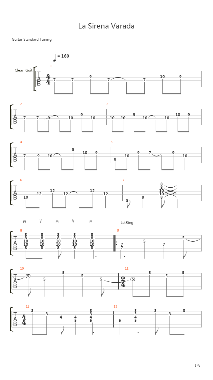 La Sirena Varada吉他谱
