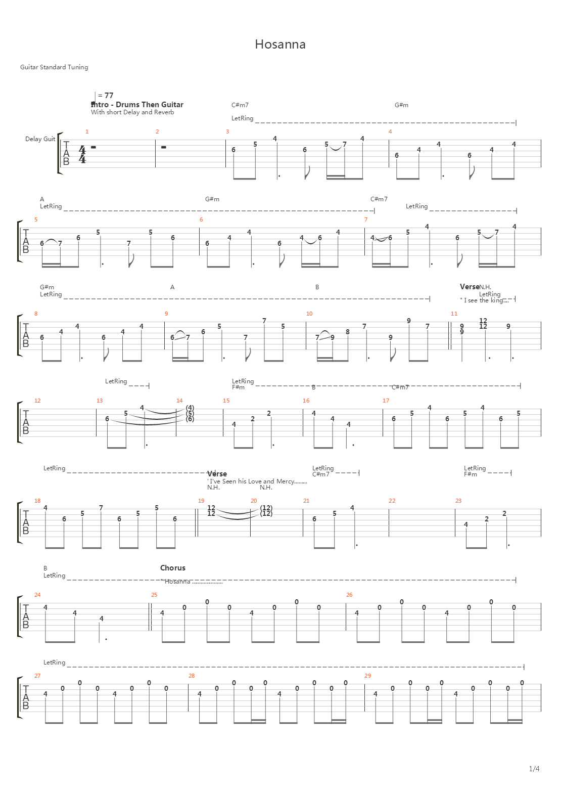 Hosanna吉他谱