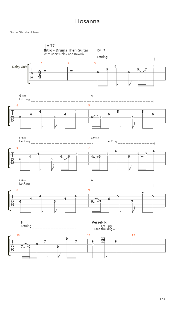 Hosanna吉他谱