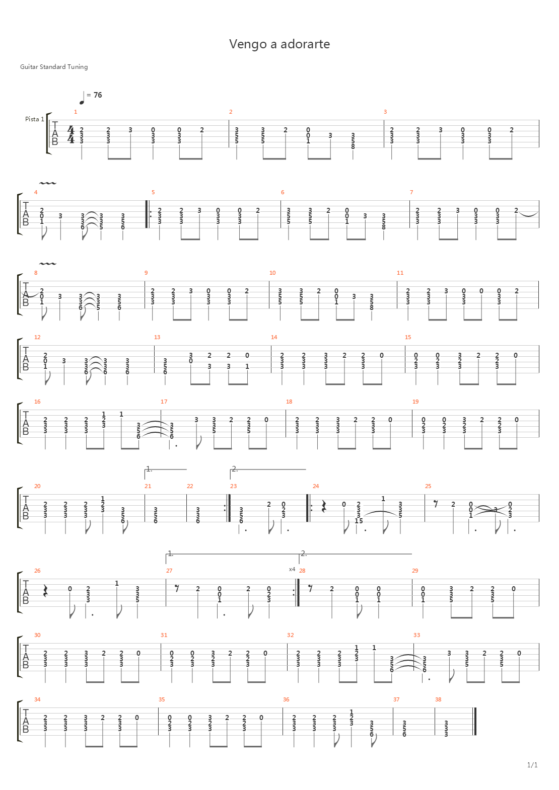 Vengo A Adorarte吉他谱
