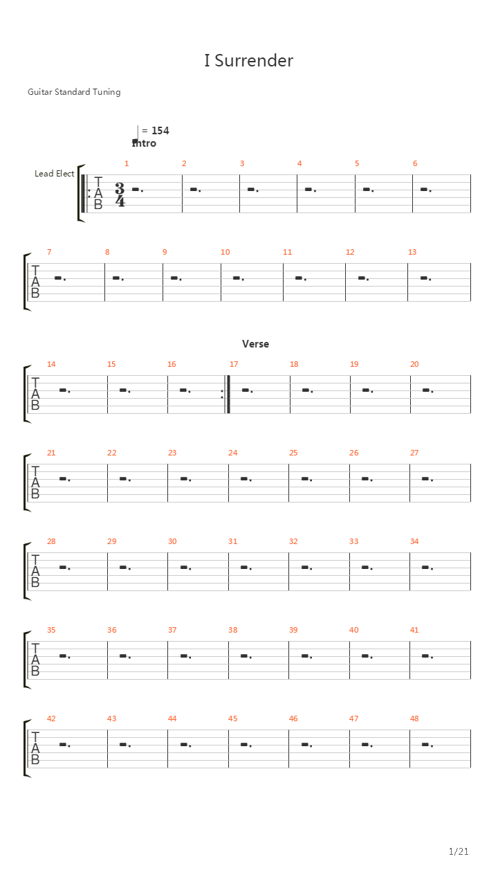 I Surrender吉他谱