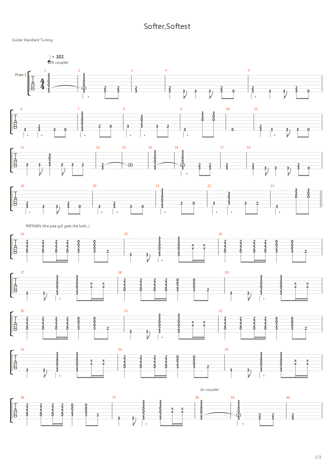 Softer, Softest吉他谱