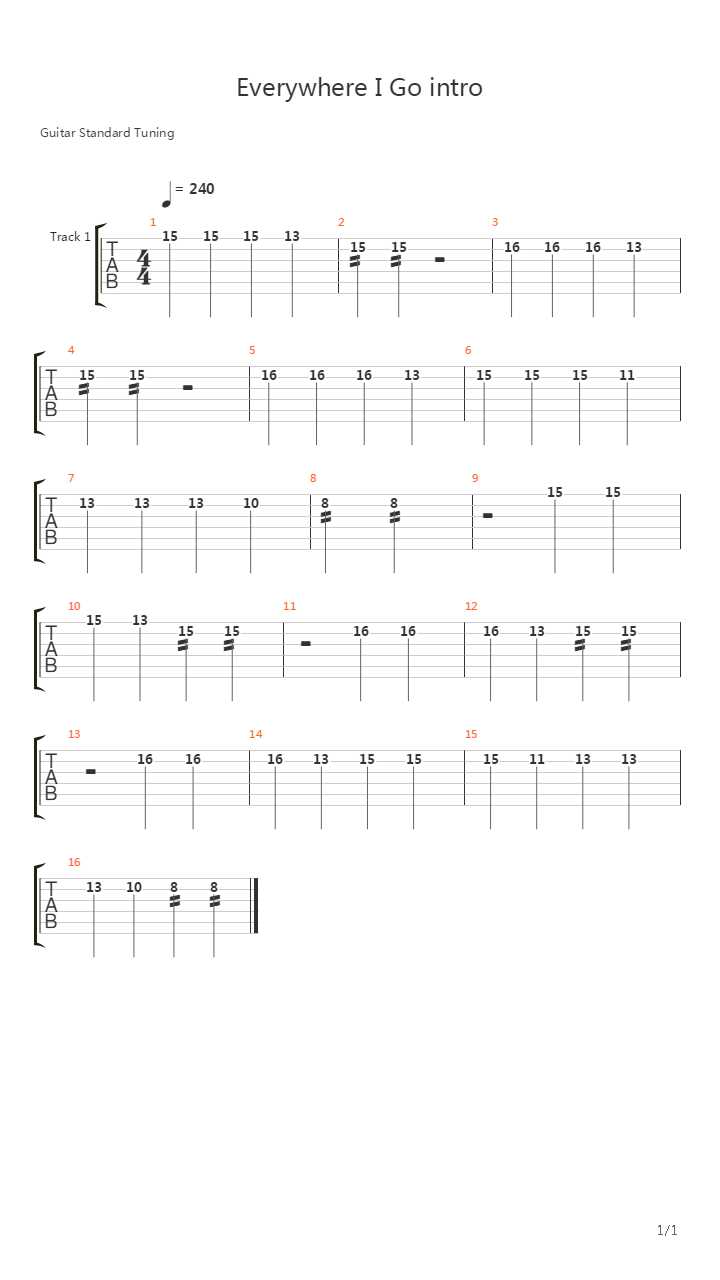 Everywhere I Go (Intro)吉他谱