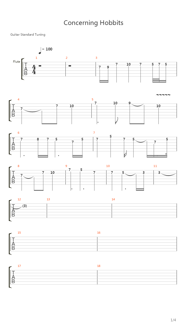 Concerning Hobbits Guitar吉他谱