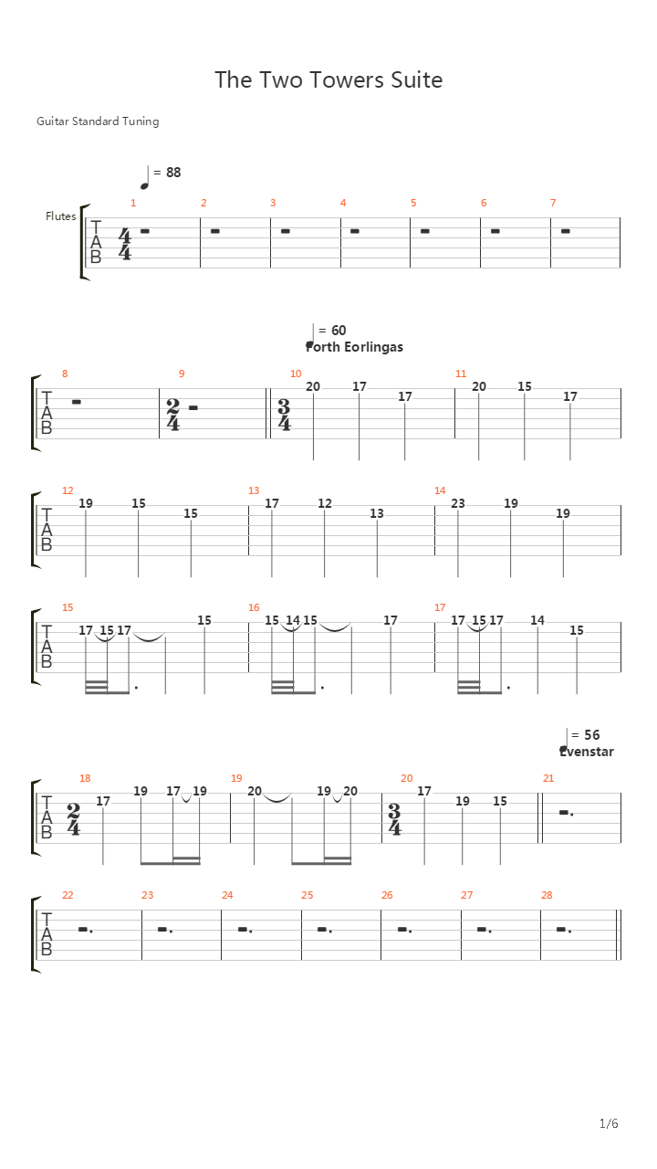The Two Towers Suite吉他谱