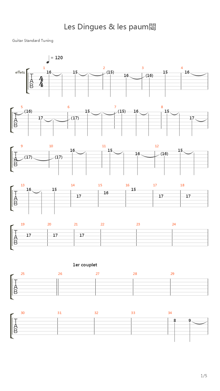 Les Dingues Et Les Paumés吉他谱