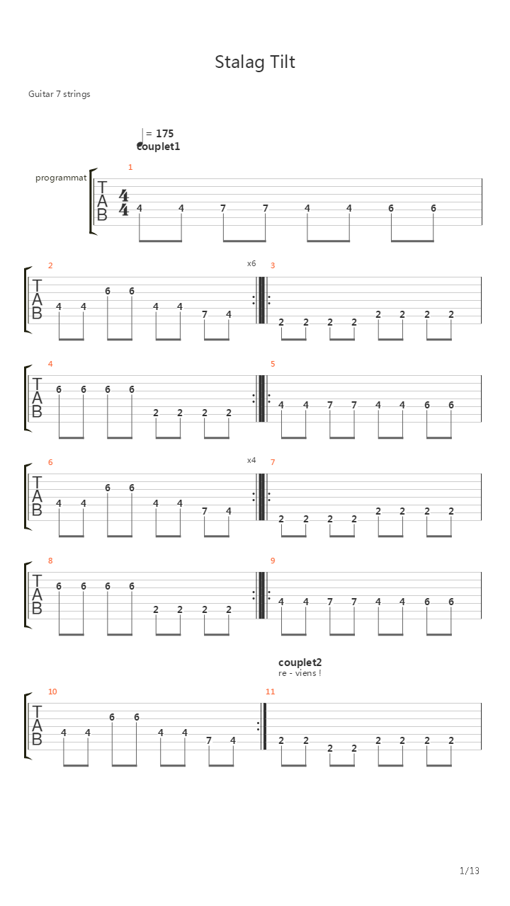 Stalag Tilt吉他谱