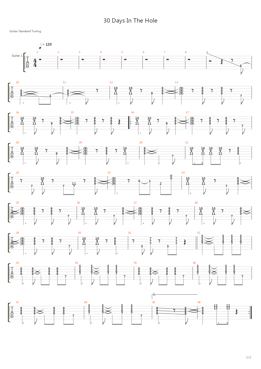 30 Days In The Hole吉他谱
