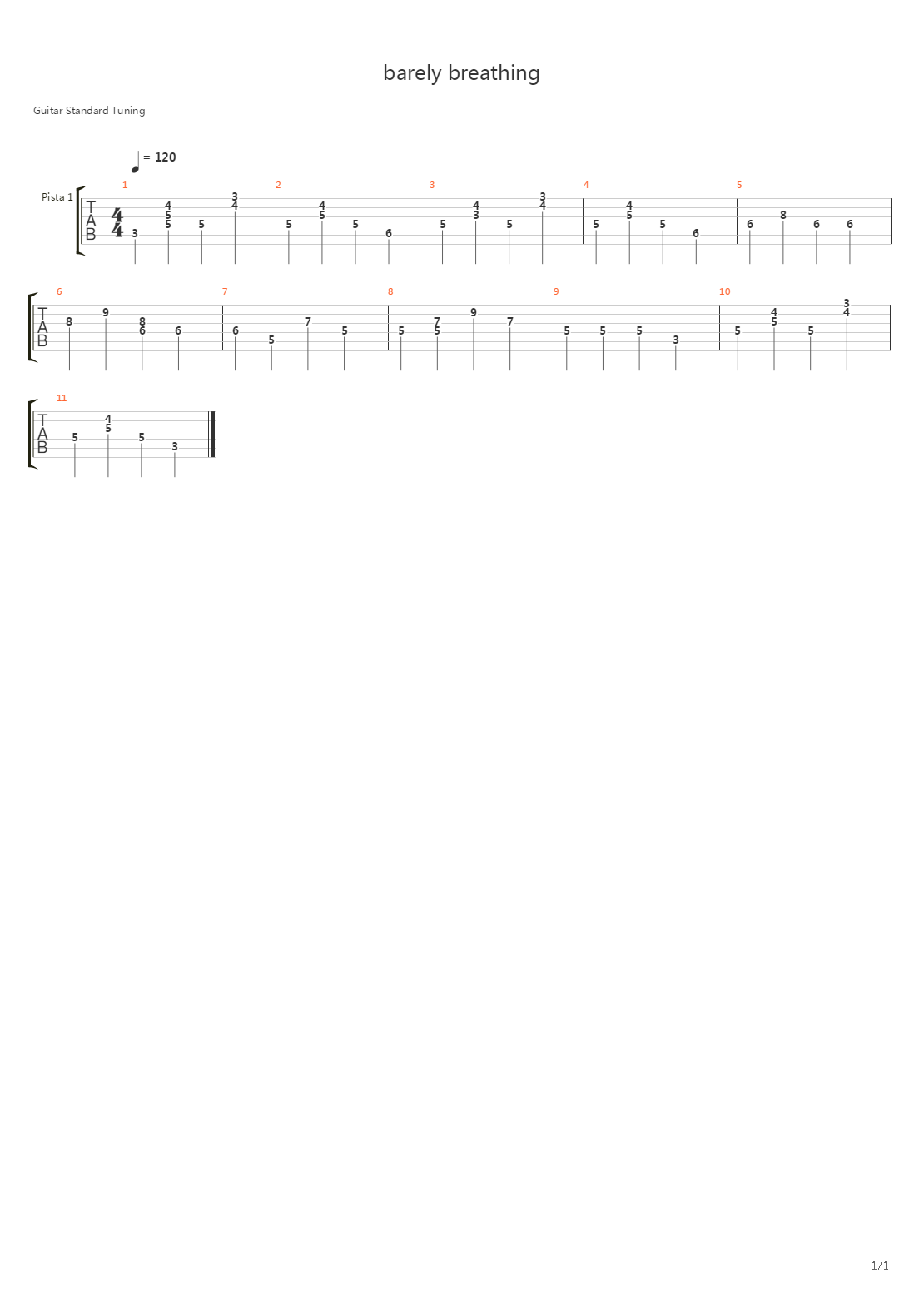 Barely Breathing吉他谱