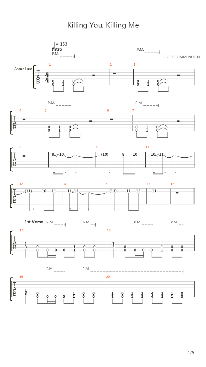 Killing You, Killing Me吉他谱