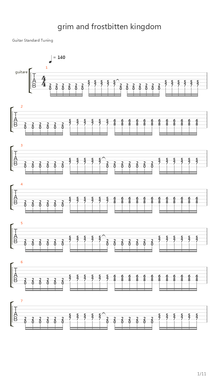 Grim And Frostbitten Kingdoms吉他谱