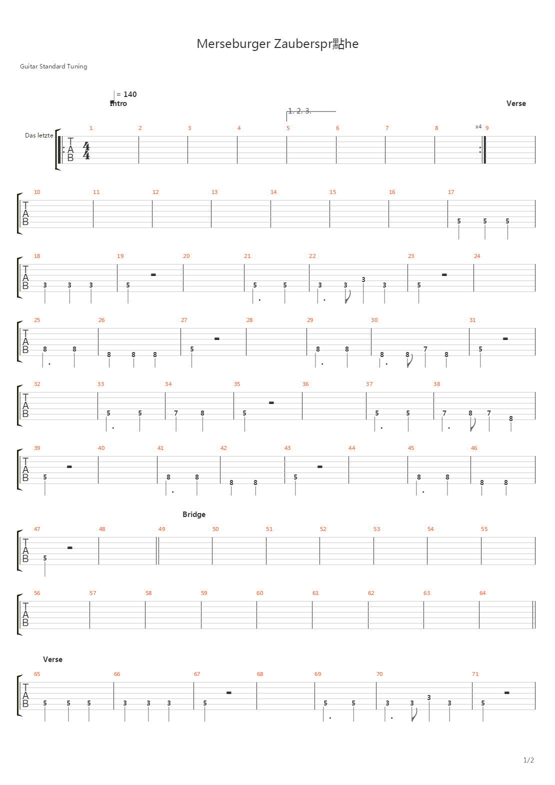 Merseburger Zaubersprüche吉他谱