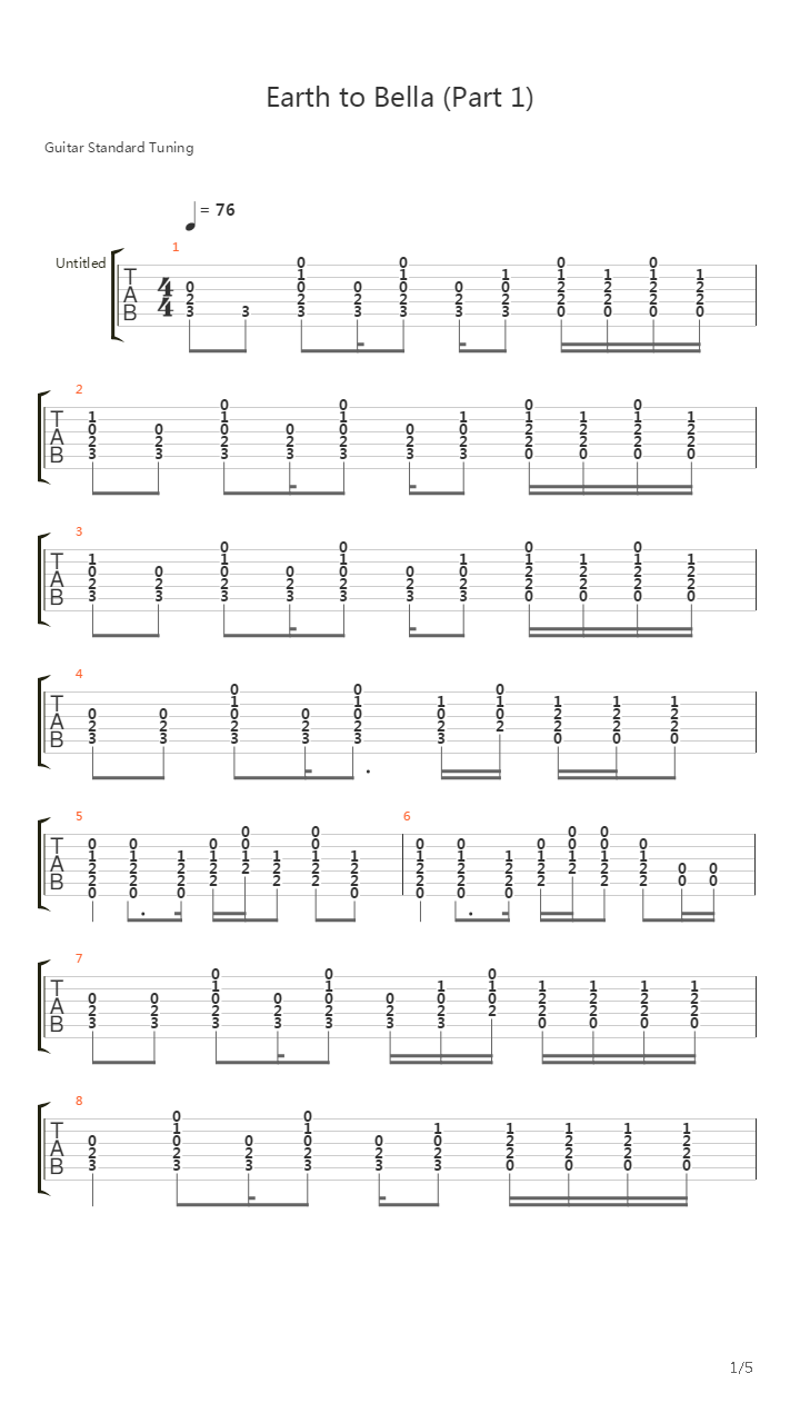 Earth To Bella Part 1吉他谱