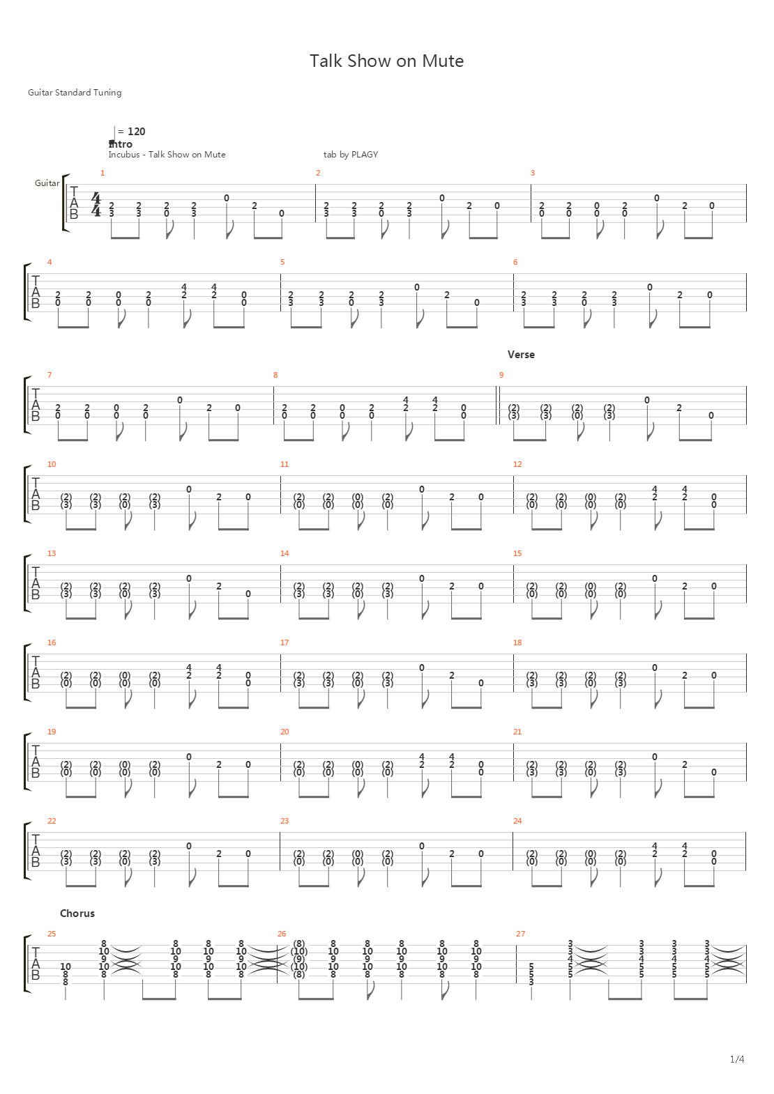 Talk Shows On Mute吉他谱