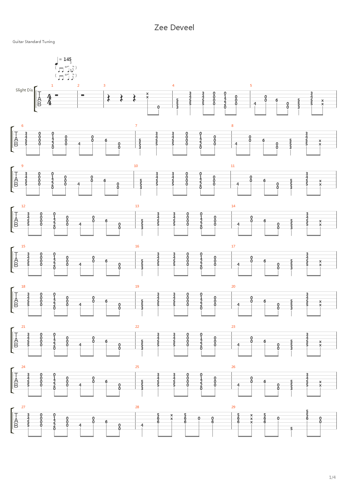 Zee Deveel吉他谱