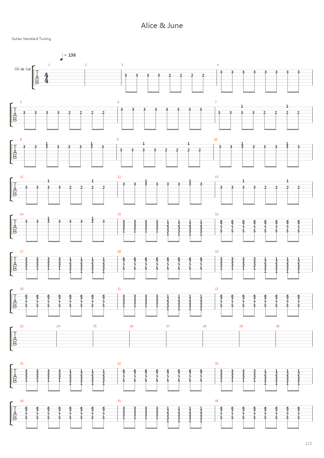 Alice et June吉他谱