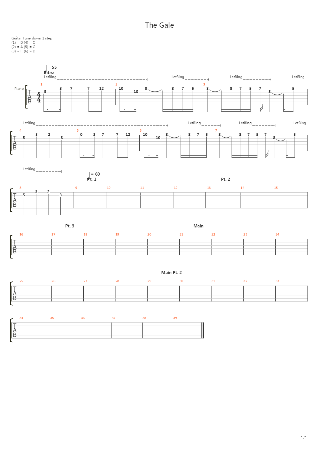 Gale吉他谱