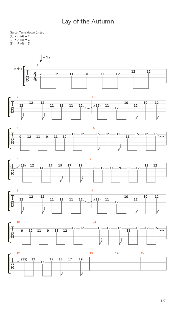 Lay Of The Autumn吉他谱