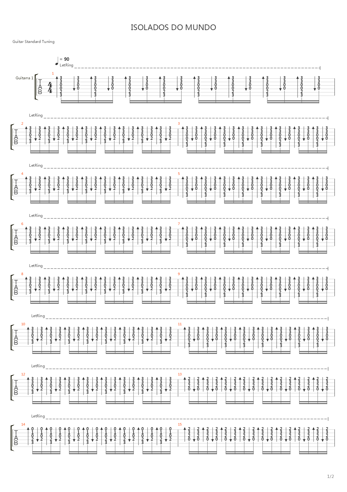Isolados Do Mundo吉他谱