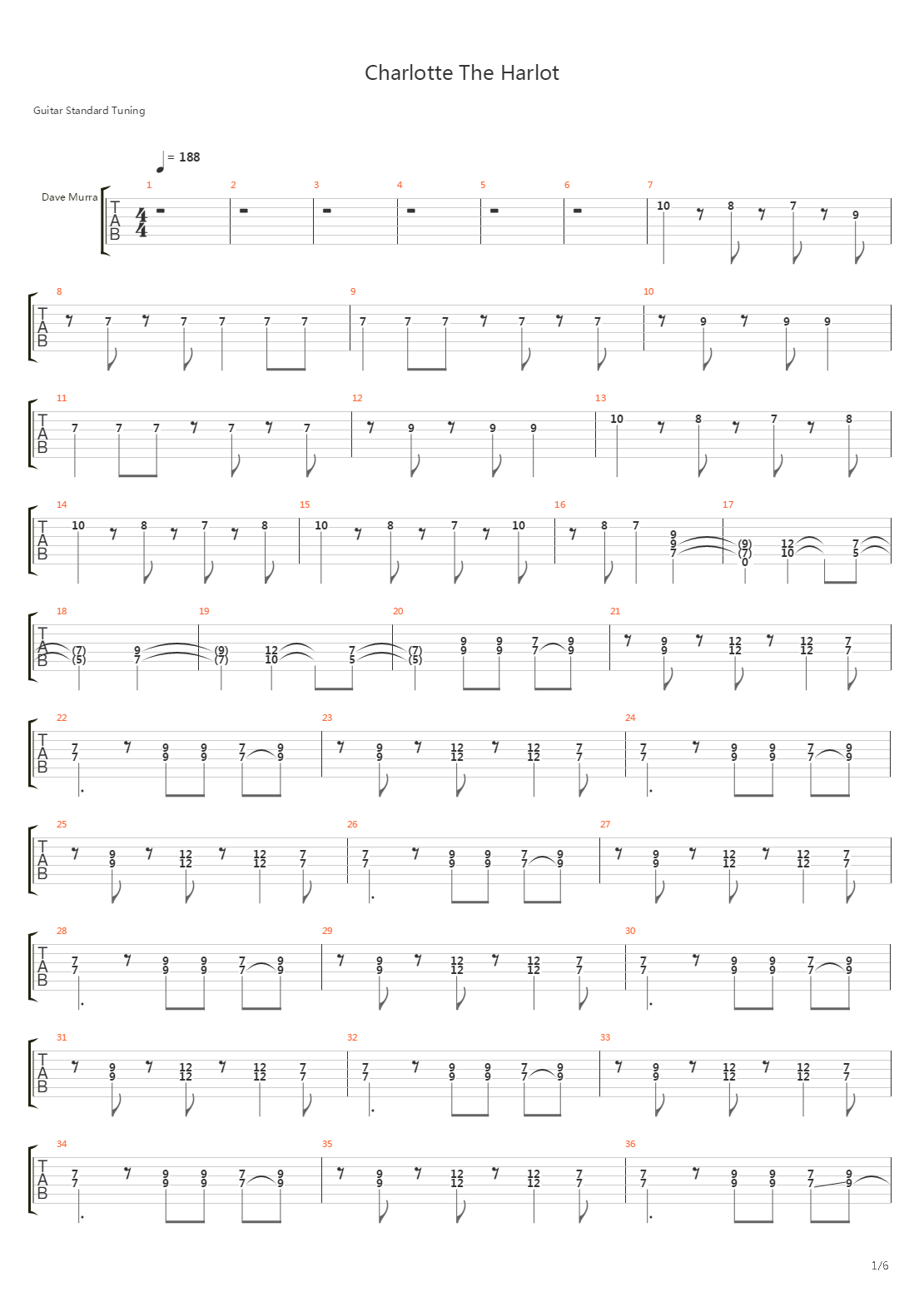 Charlotte The Harlot吉他谱