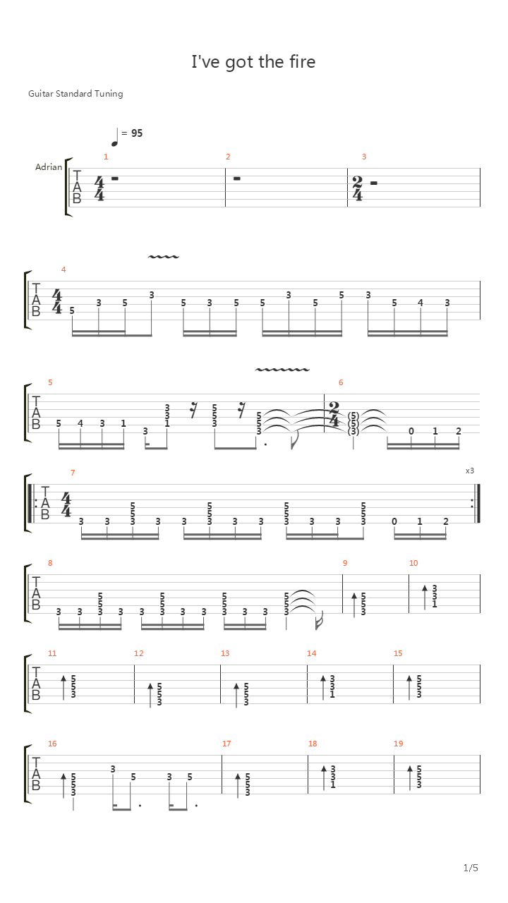 I've Got The Fire吉他谱