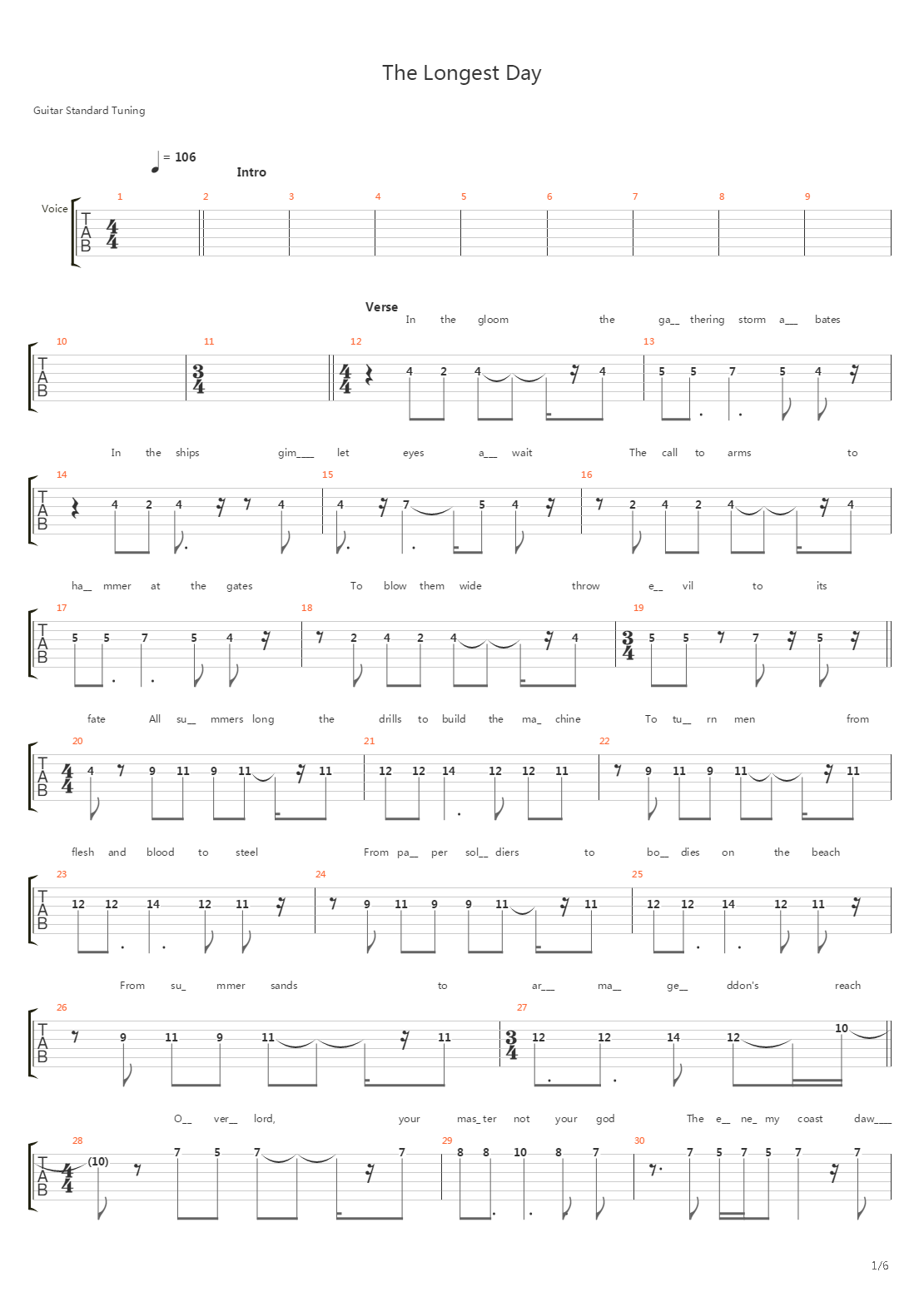 Longest Day吉他谱