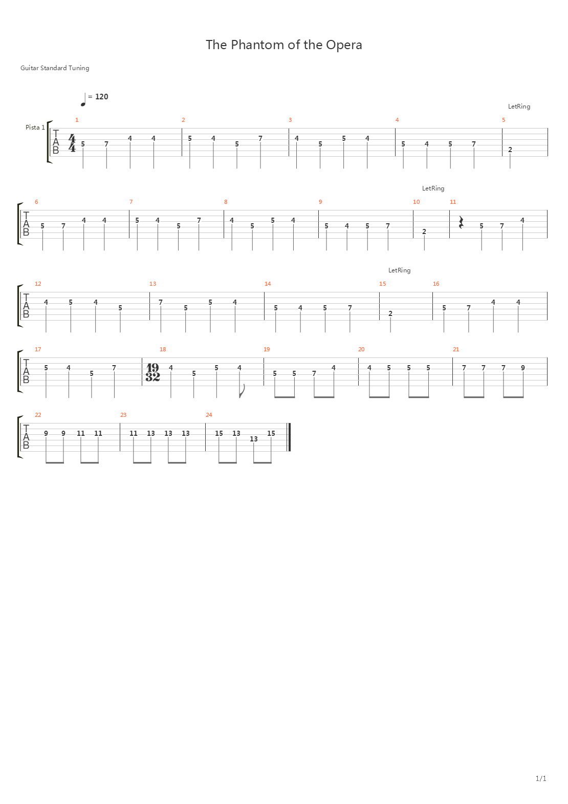 The Phantom Of The Opera吉他谱