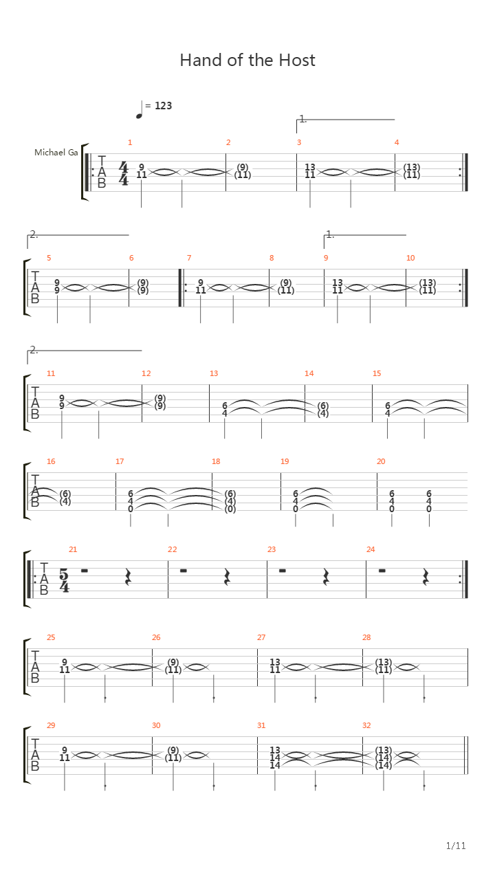 Hand Of The Host(1697)吉他谱