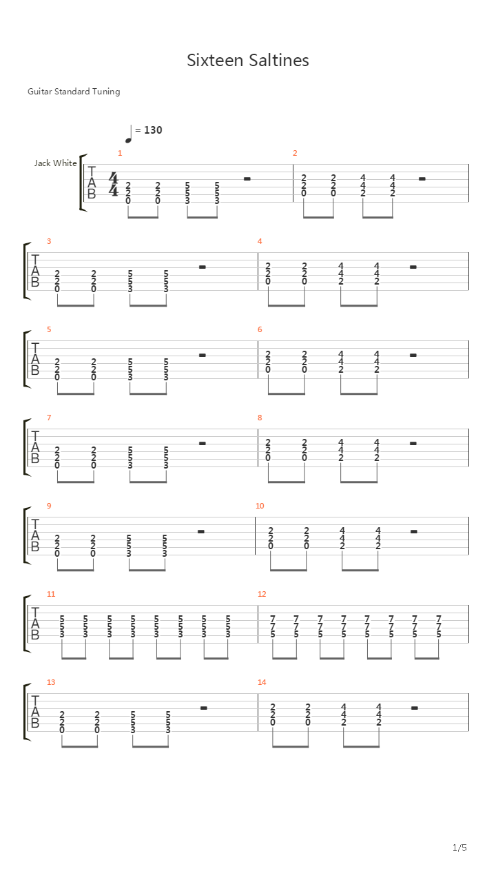 Sexteensaltnes WSolo吉他谱