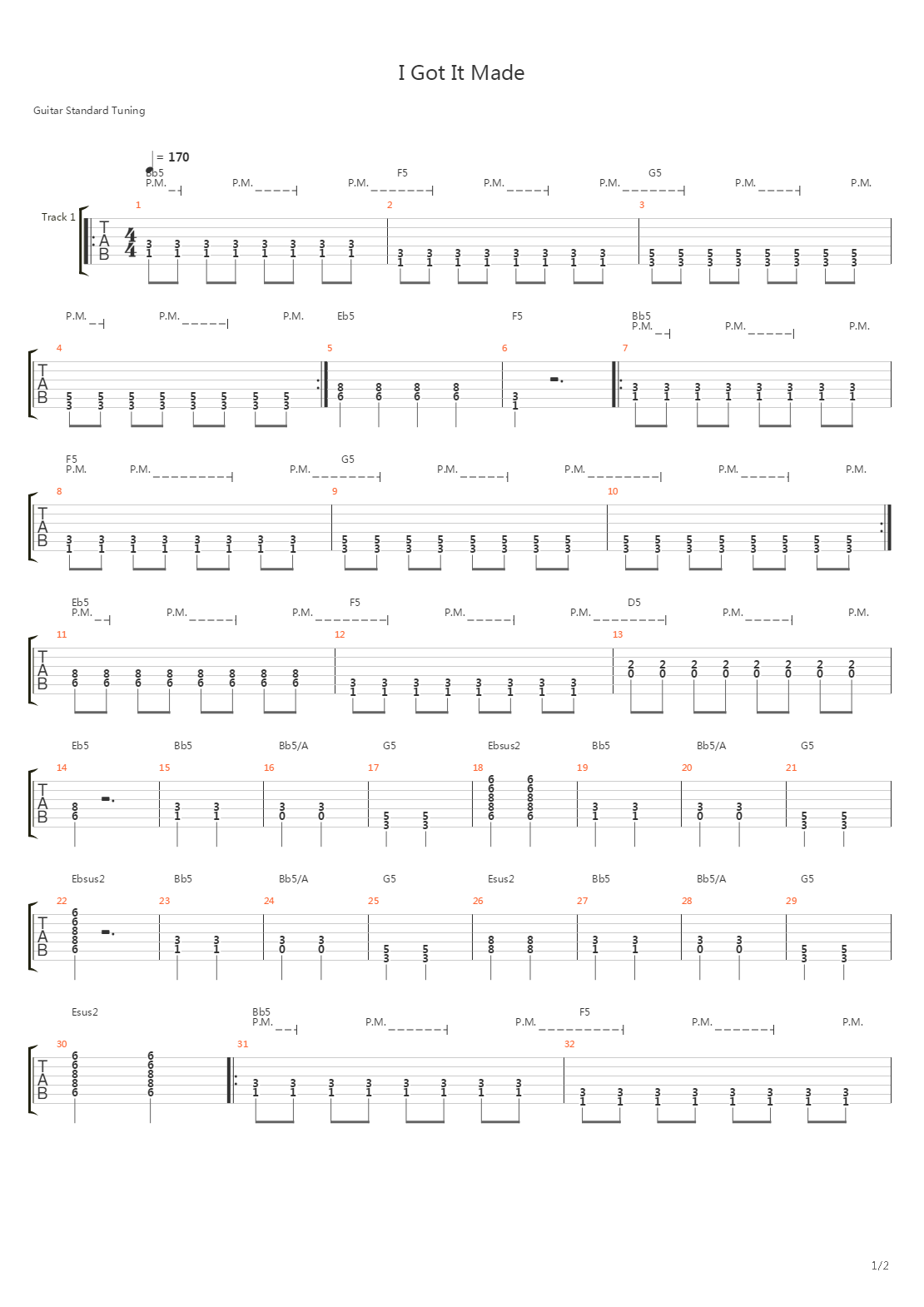I Got It Made吉他谱