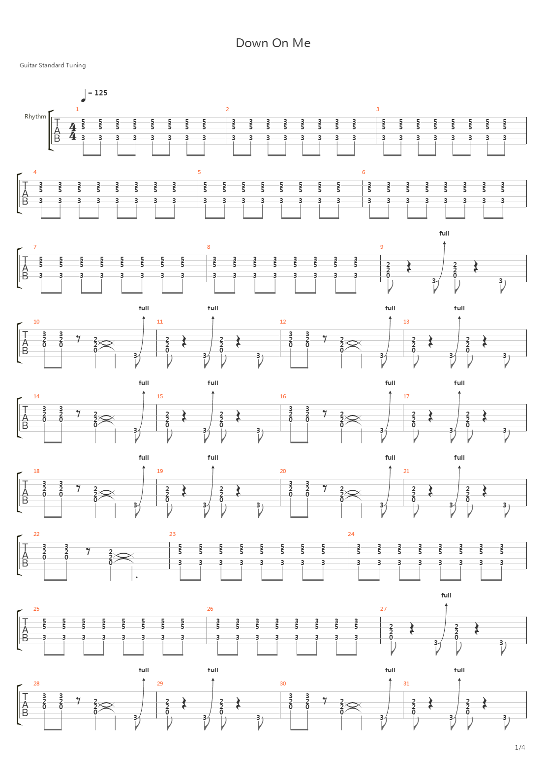 Down On Me吉他谱
