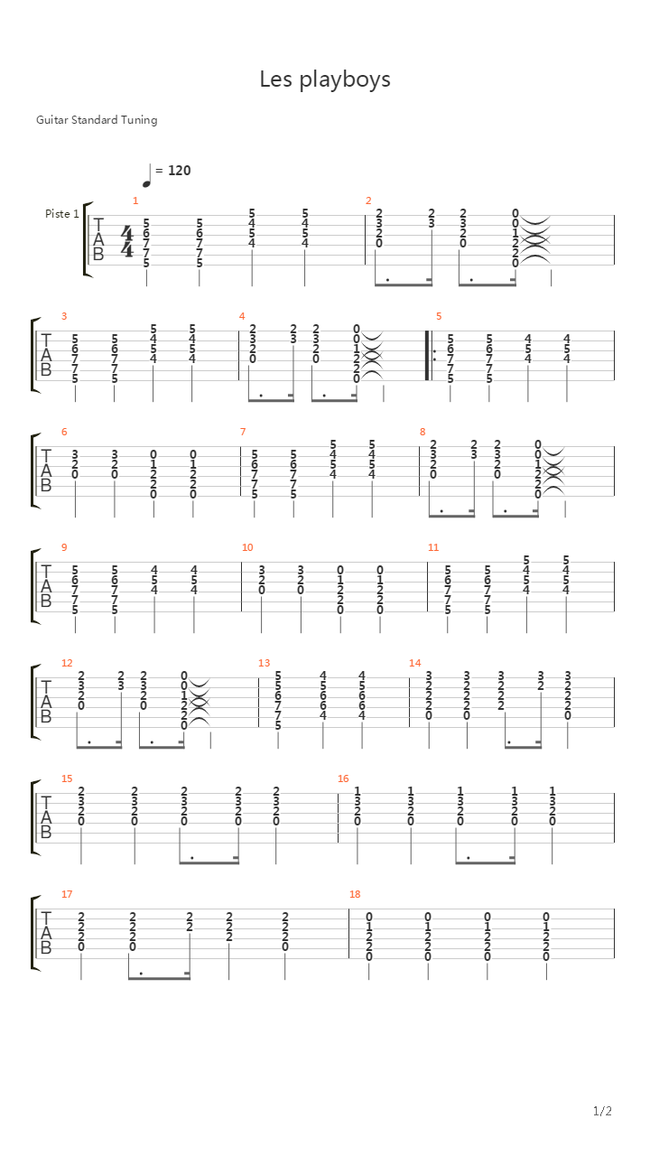 Les Playboys吉他谱