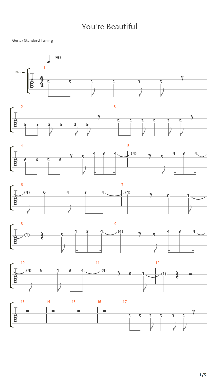 You're Beautiful (2 Guitars)吉他谱