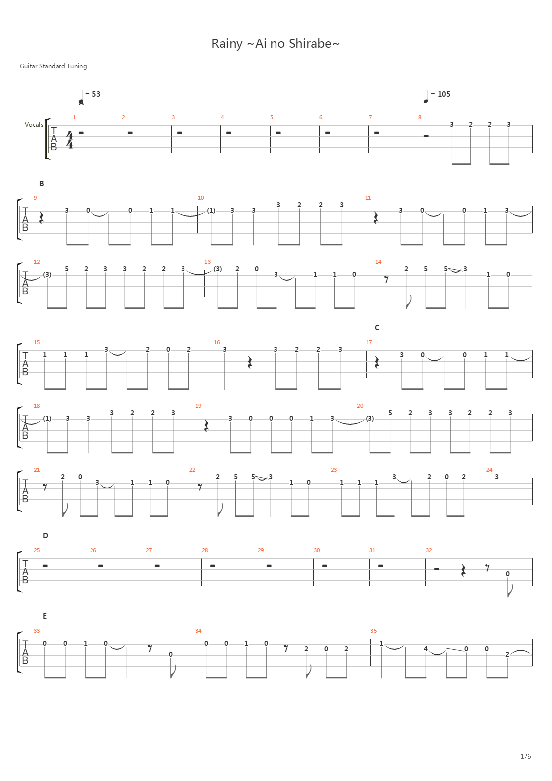 Rainy Ai No Shirabe吉他谱