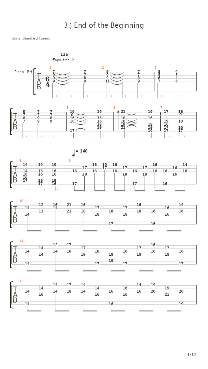 Enf Of The Beginning(Ver3)吉他谱