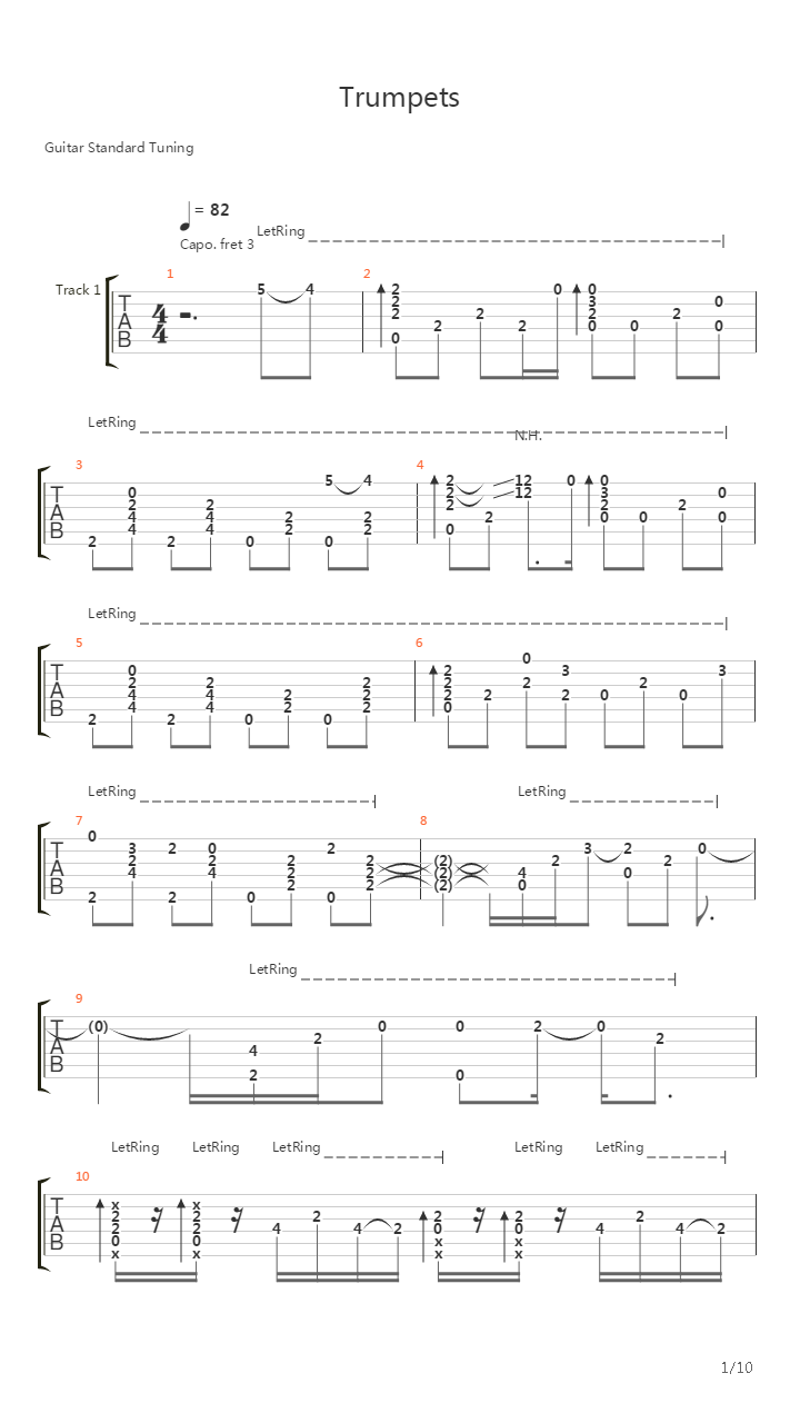 Trumpets (Fingerstyle Tab)吉他谱