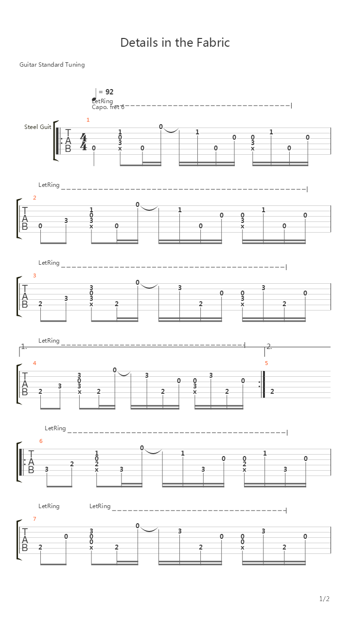 Details In The Fabric (Simplified Version)吉他谱