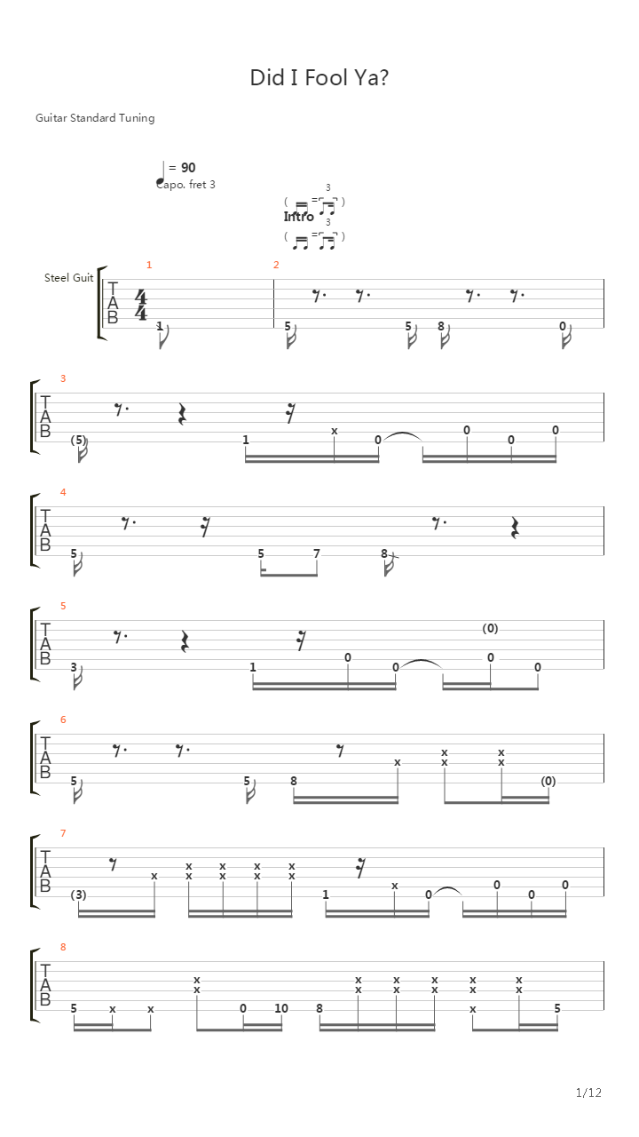 Did I Fool Ya (Composite Live Scores)吉他谱