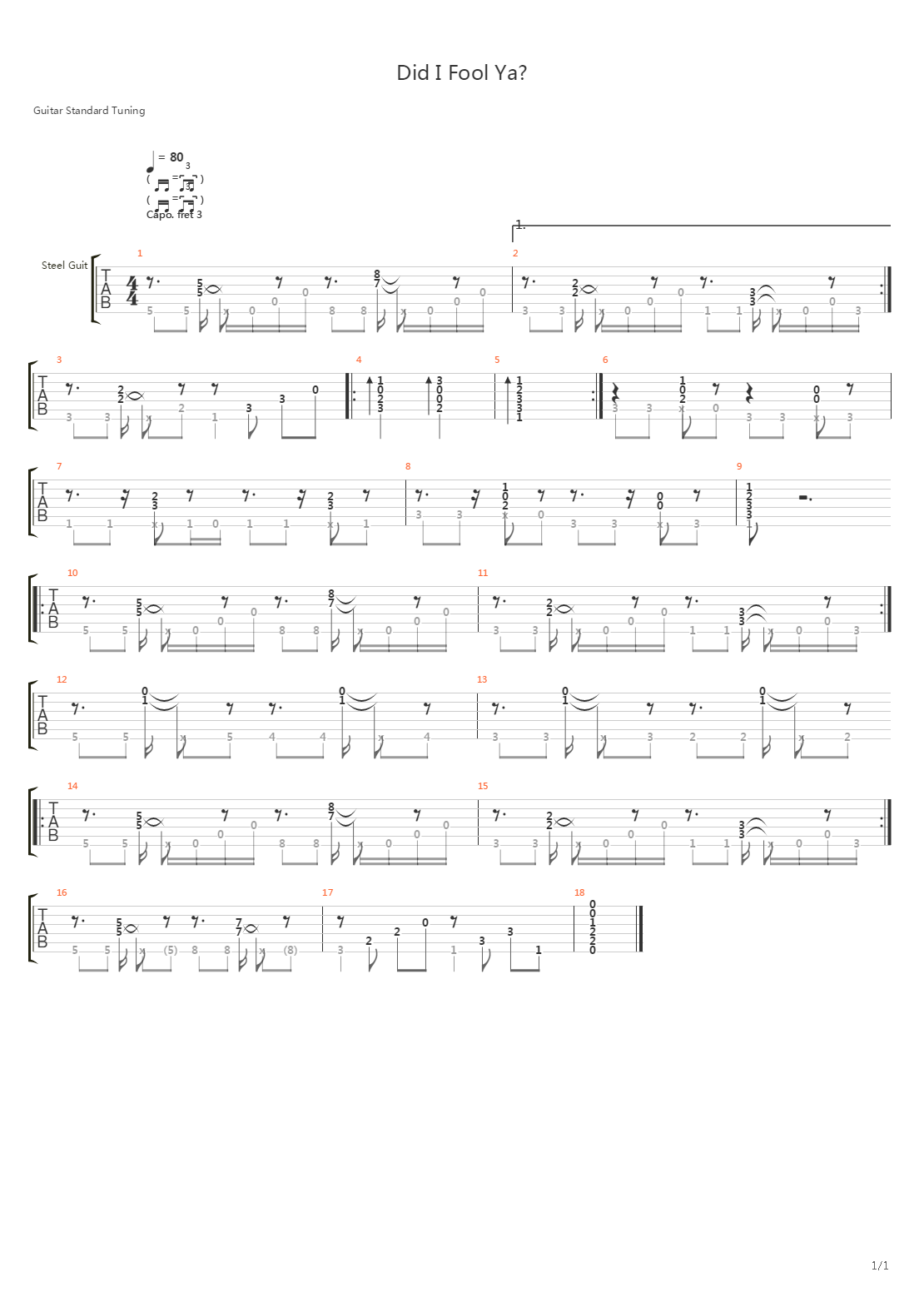 Did I Fool Ya (Simplified Version)吉他谱