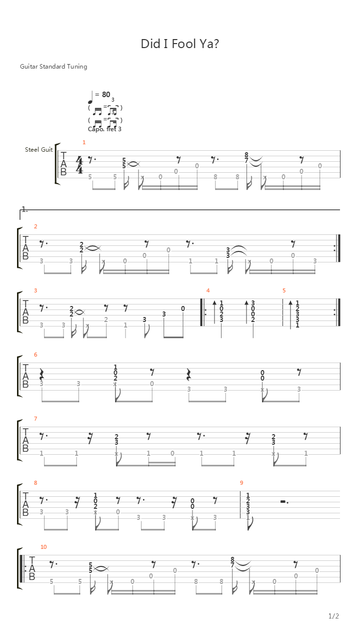 Did I Fool Ya (Simplified Version)吉他谱