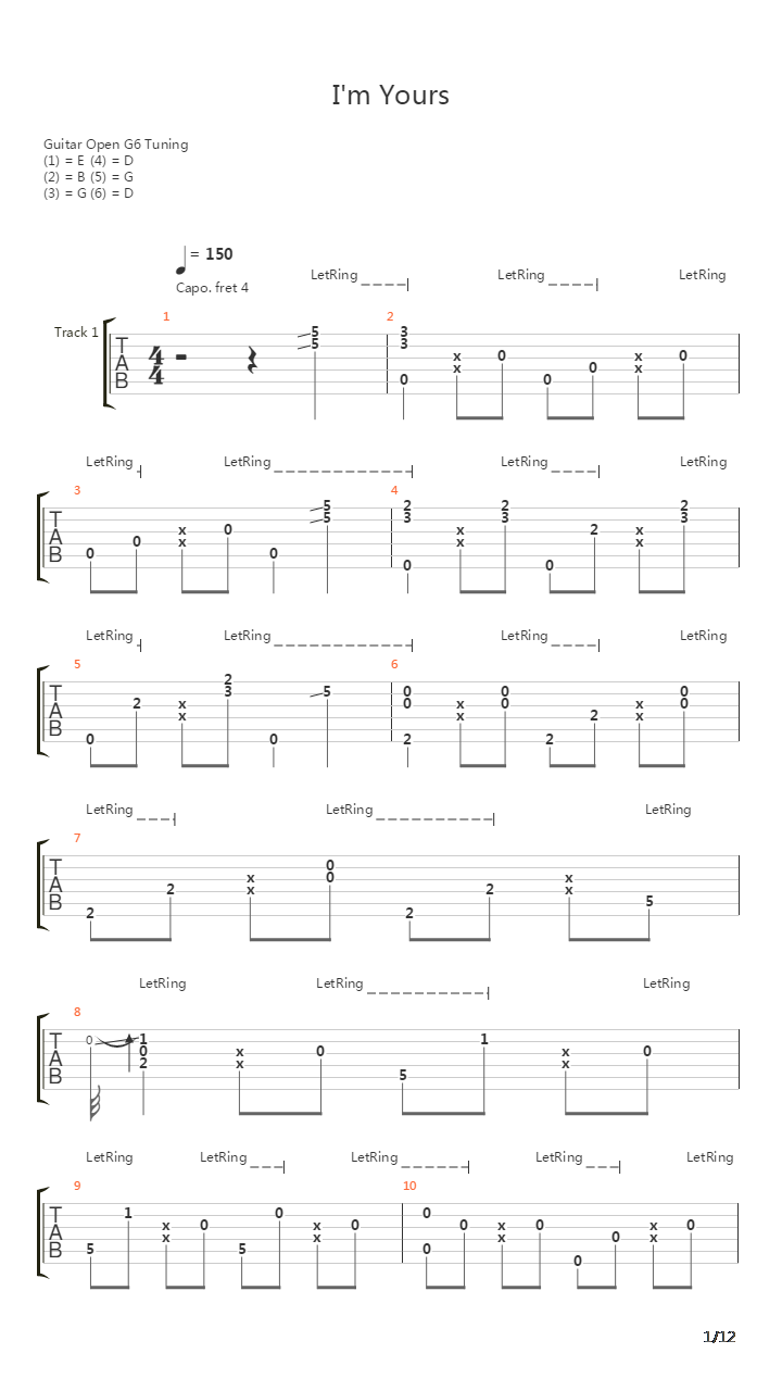 I'm Yours Sungha Jung吉他谱