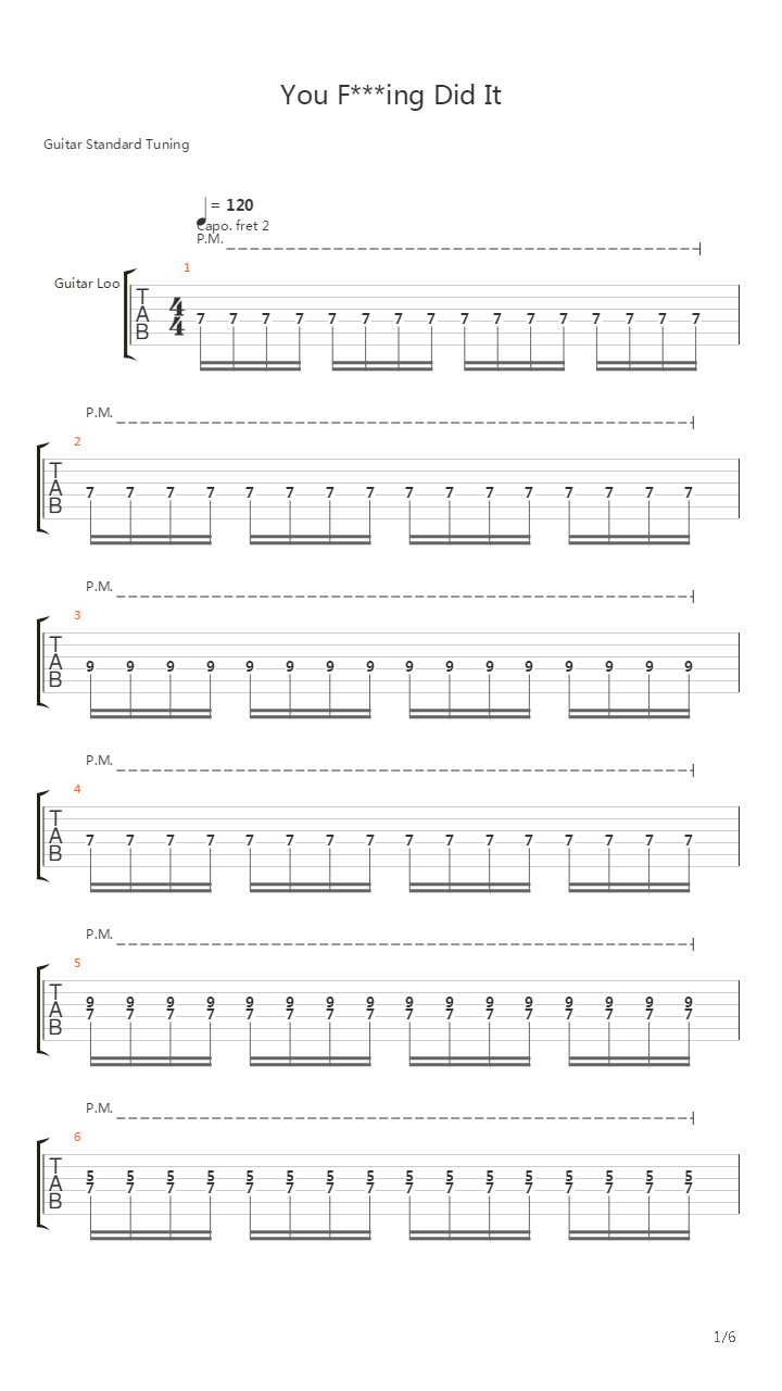 You Fucking Did It (Composite Live Scores)吉他谱