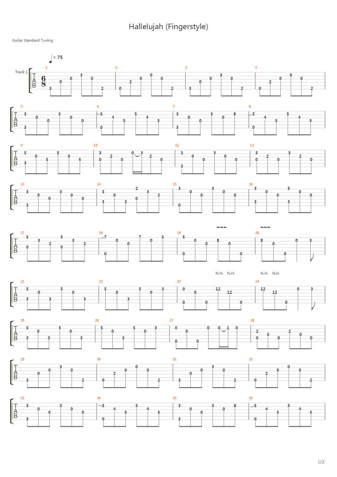 Hallelujah (Fingerstyle)吉他谱