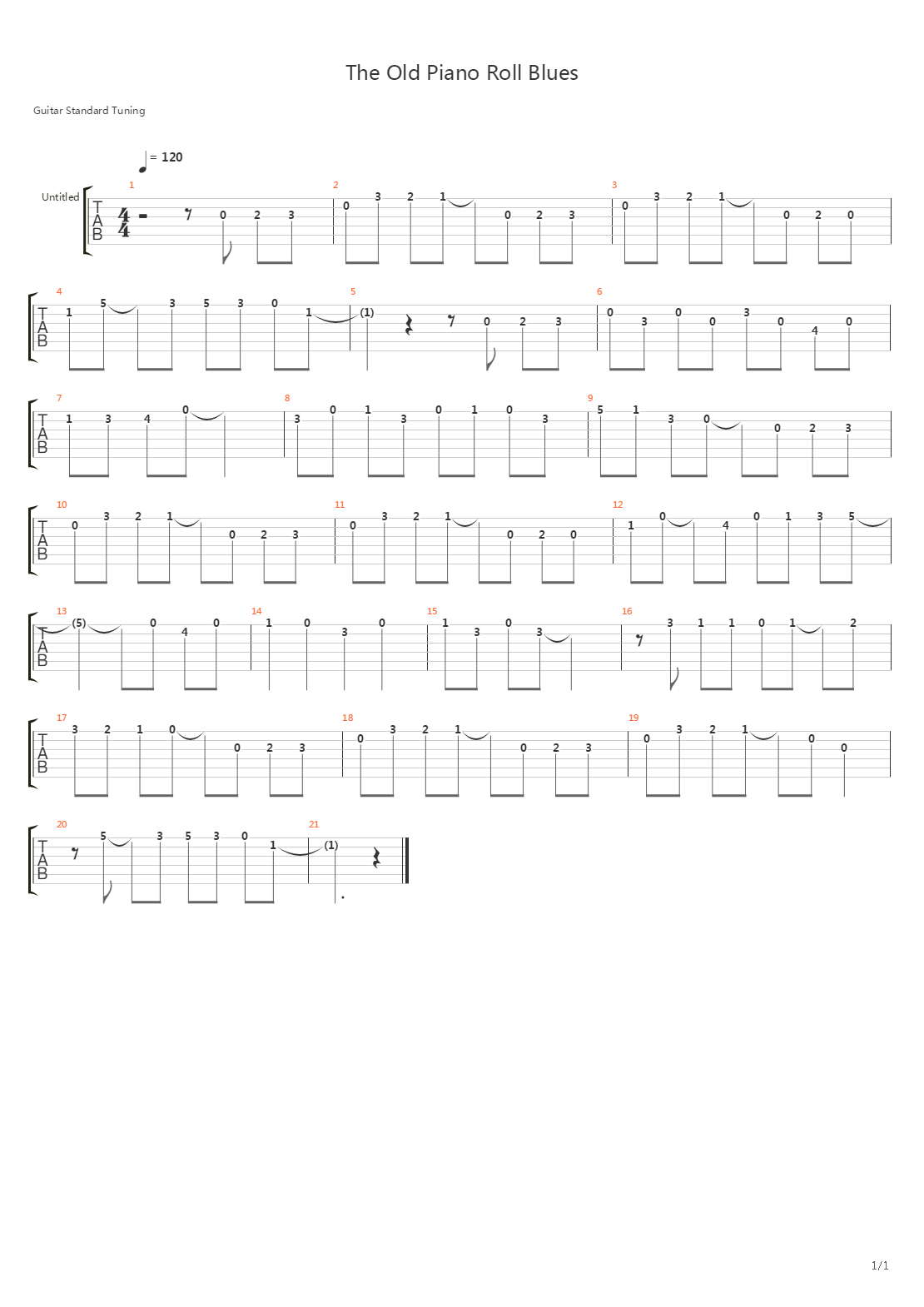 The Old Piano Roll Blues吉他谱