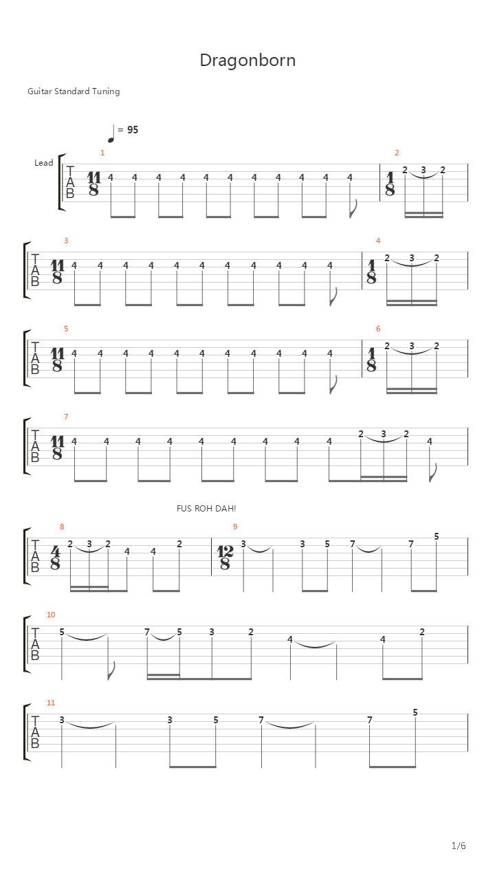 Sons Of Skyrim Metal Version (Standard Tuning)吉他谱