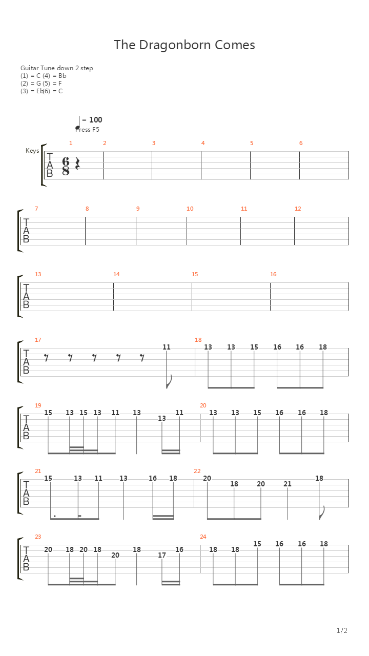 The Dragonborn Comes吉他谱