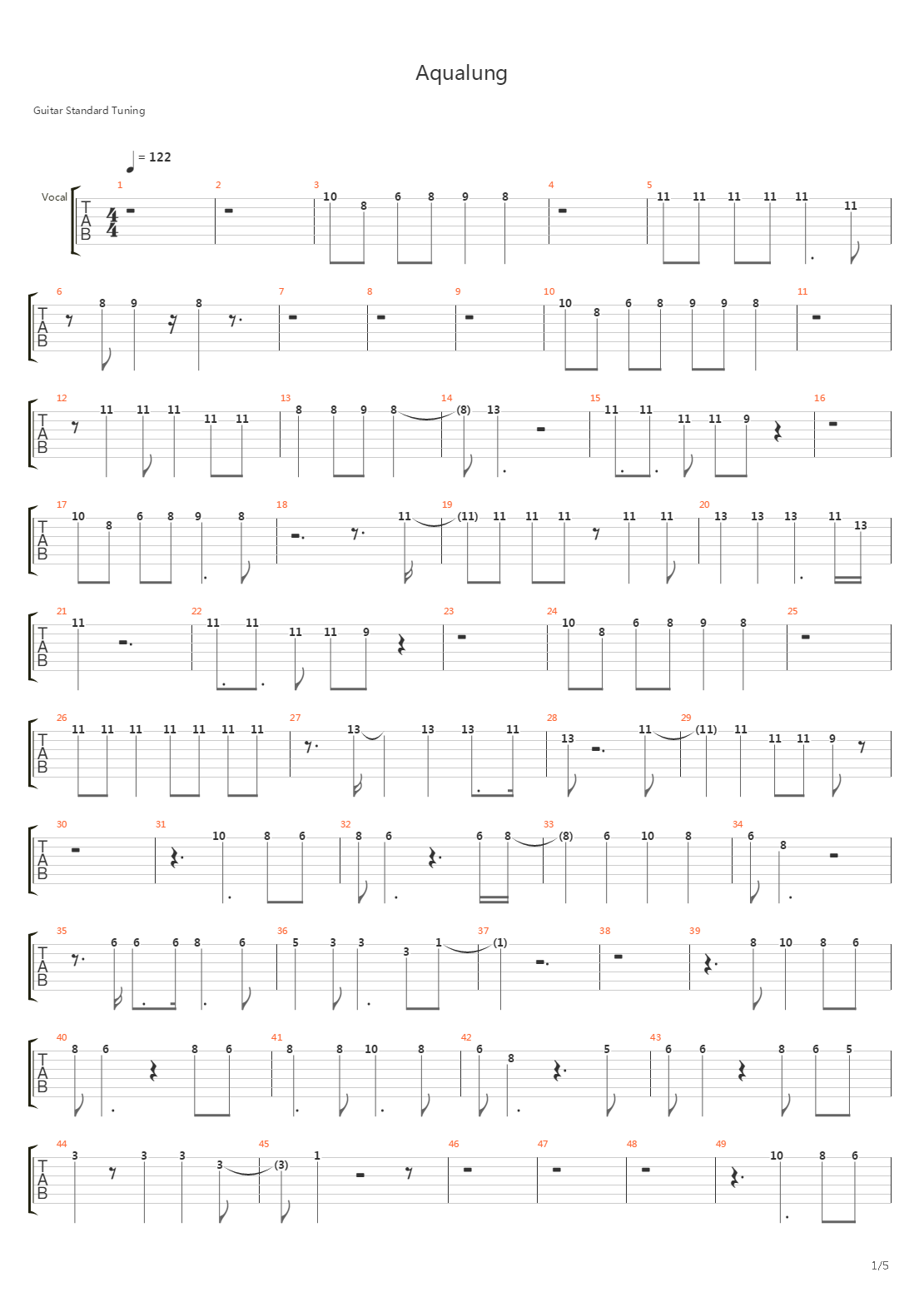 Aqualung吉他谱